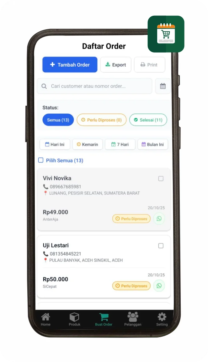 Daftar Order